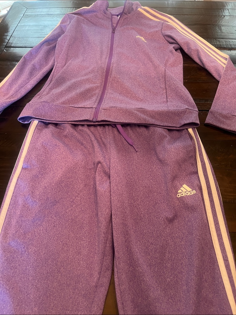 adidas Purple Tracksuit Jacket & Pants with  white stripes
